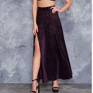 Blackmilk BurnedVelvet Aubergine Single Slit Skirt